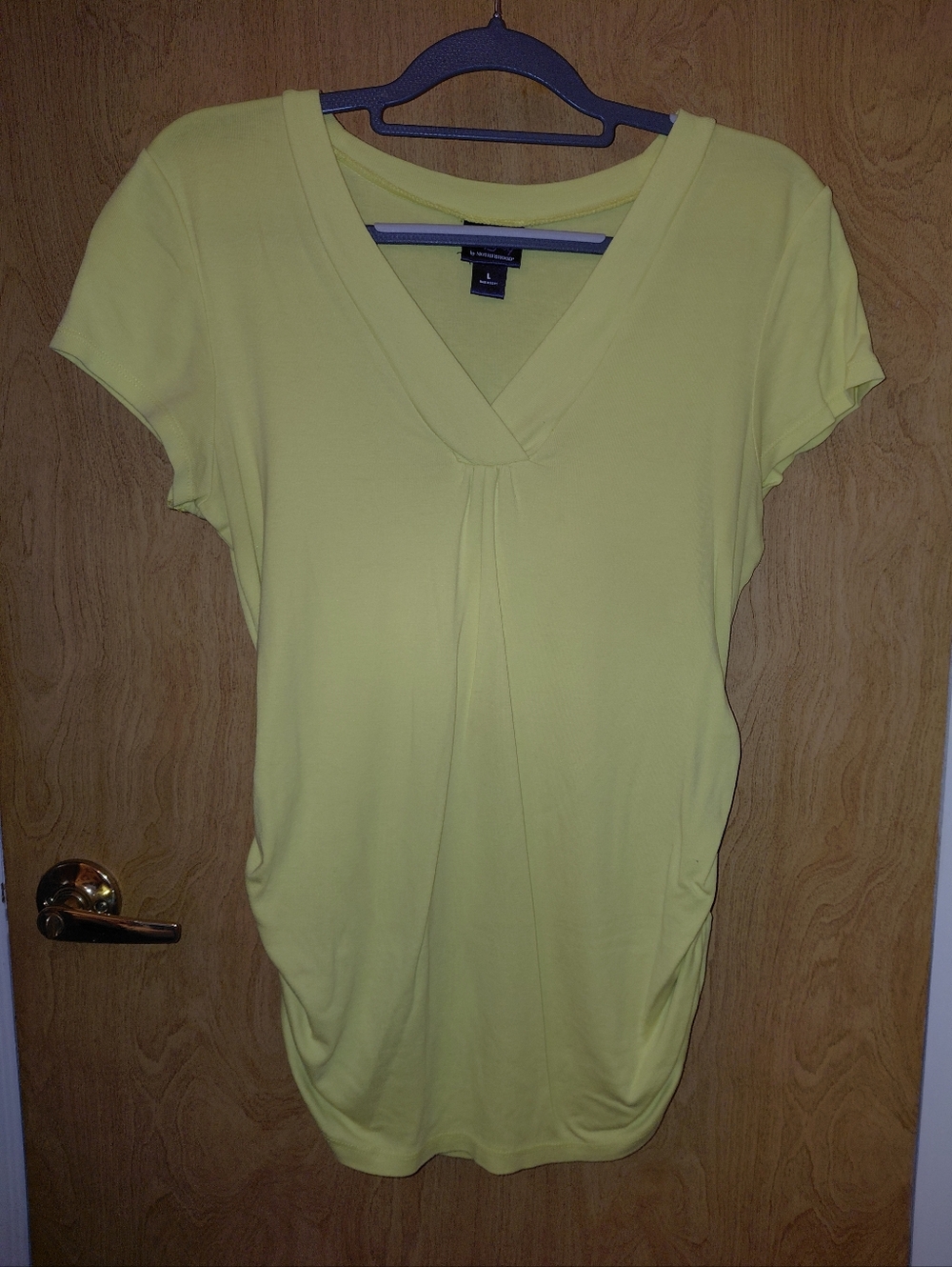 Motherhood V-Neck Short Sleeve Tunic Top - Light Yellow